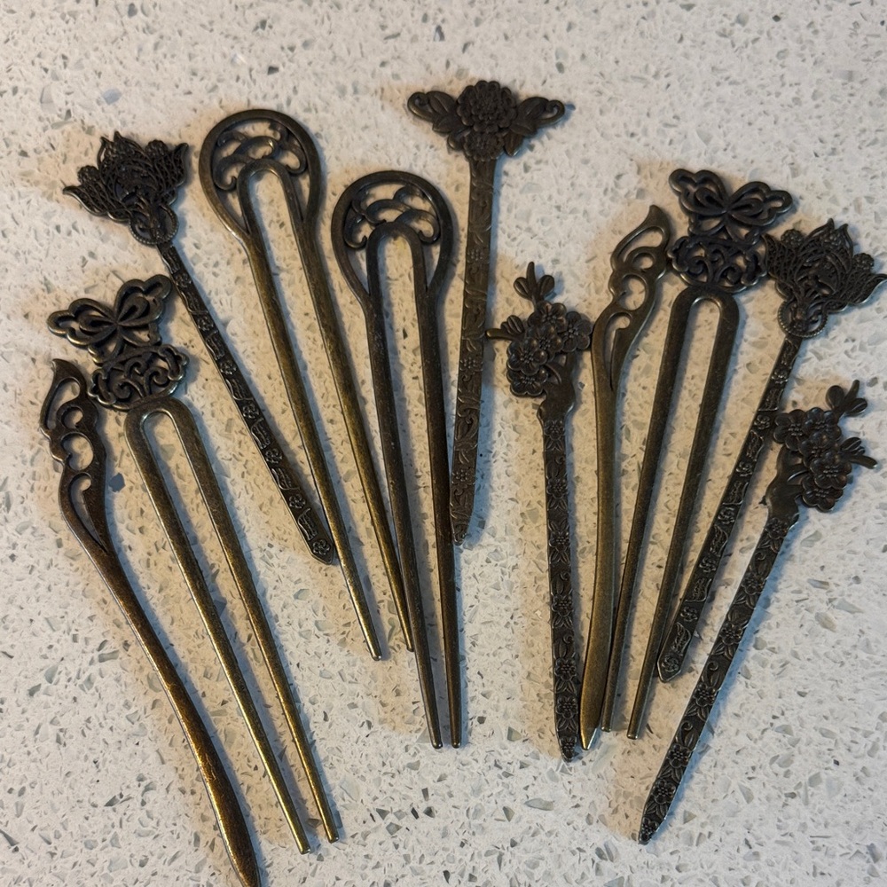 Vintage Style Bronze Hair Sticks